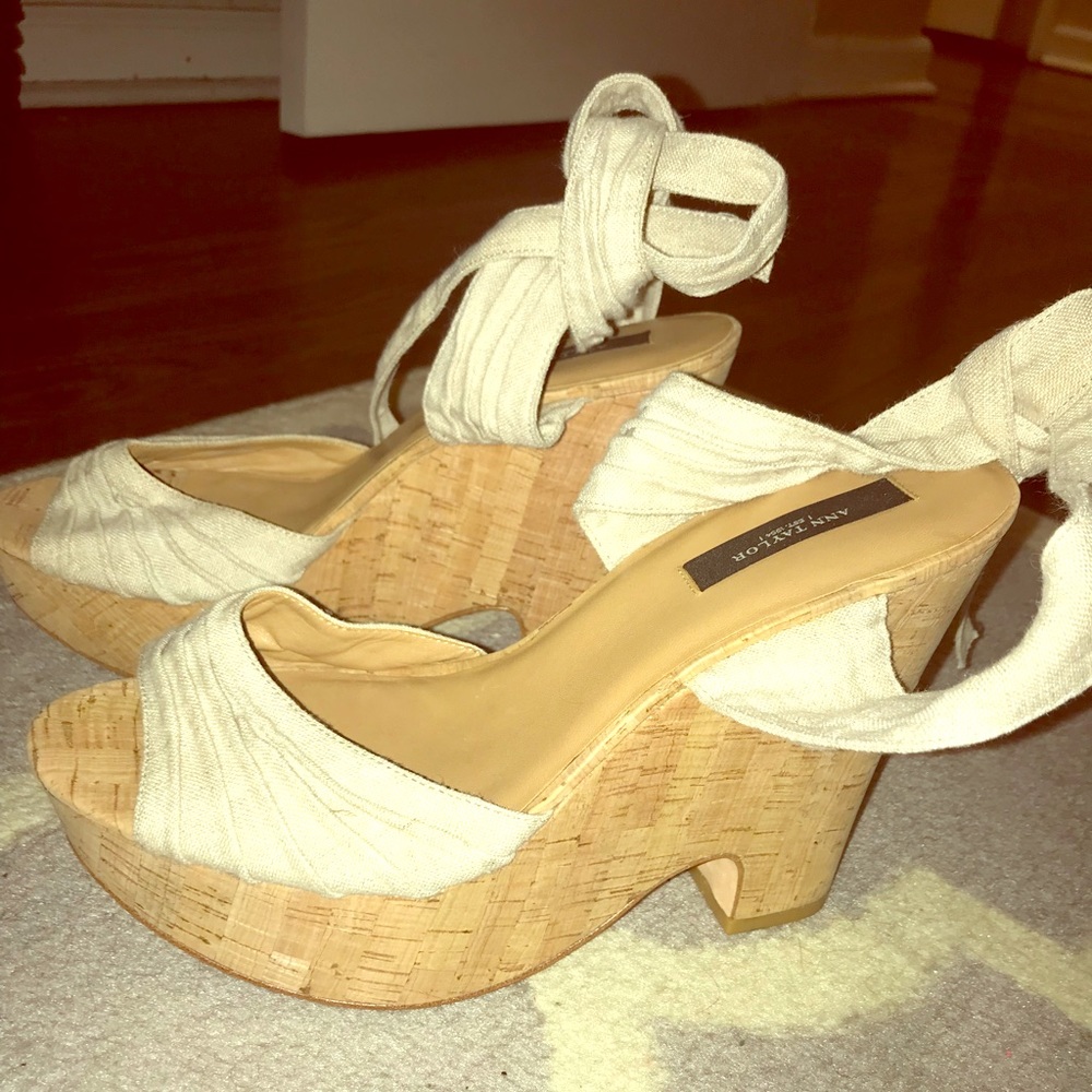 Ann Taylor ankle wrap wedges